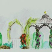 Aquarell des geplanten Pavillons